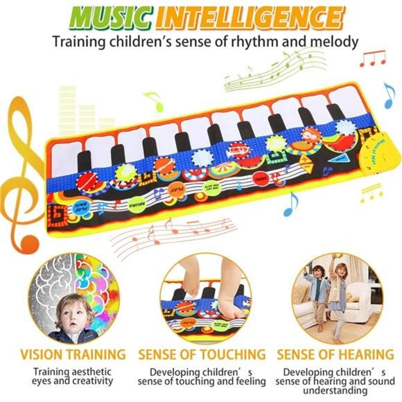Piano Mat, Toddler Toys Musical Mat with 25 Music Sounds Floor Piano Keyboard - Picture 6 of 6